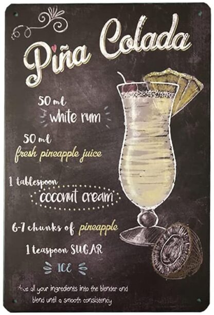 8x12 inch Cocktail Bar Metal Tin Sign Retro Vintage Wall Plaque for Bar Cafe Restaurant Home Decor