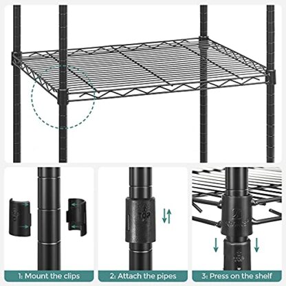 Black Printer Stand, 2-Tier Under-Desk Printer Cart on Wheels, Printer Table with Storage Shelf, Metal Frame, 20.1 x 16.1 x 15 Inches - Image 5