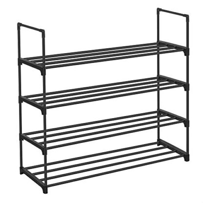 Black Shoe Rack, 4-Tier Shoe Organizer, Hold up to 20 Pairs of Shoes, Stackable Shoe Tower for Living Room, Entryway - Image 10