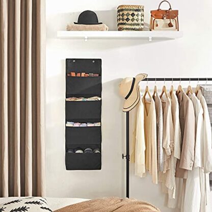 Black Hanging Closet Organizers and Storage, Over-The-Door Storage Organizer with 4 Compartments, for Children’s Room, Office, Bedroom - Image 2