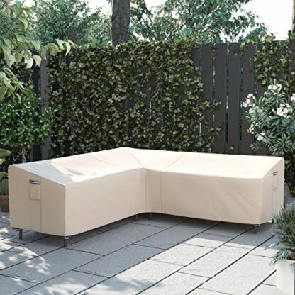 Beige Outdoor Sectional Cover, L-Shaped Sofa Cover, Waterproof Outdoor Furniture Cover, 102" L x 102" L x 35" W x 31/23.6" H - Image 9