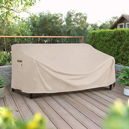 Beige Deep Seat Sofa Cover, Patio Sofa Cover, Waterproof Outdoor Furniture Cover, 90" L x 38" W x 30/19" H - Image 9