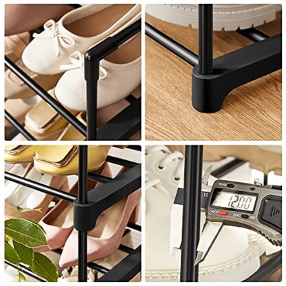 Black Shoe Rack, 4-Tier Shoe Organizer, Hold up to 20 Pairs of Shoes, Stackable Shoe Tower for Living Room, Entryway - Image 4