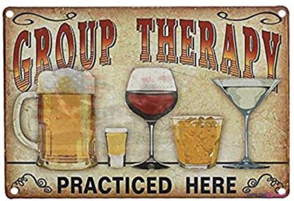 8x12 inch Retro Metal Sign/Group Therapy Practiced Here Retro Signs for Plaque Cave,Cafe,Club,Wall Art Metal Sign