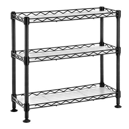 3-Tier Black Adjustable Storage Shelving Unit, Spice Rack with PP Sheets, Standing Shelf Unit for Kitchen - Image 8