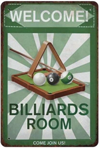 8x12 inch Welcome Billiards Room Tin Sign Metal Plaque Art Hanging Iron Painting Retro Home Kitchen Garden Garage Wall Decor