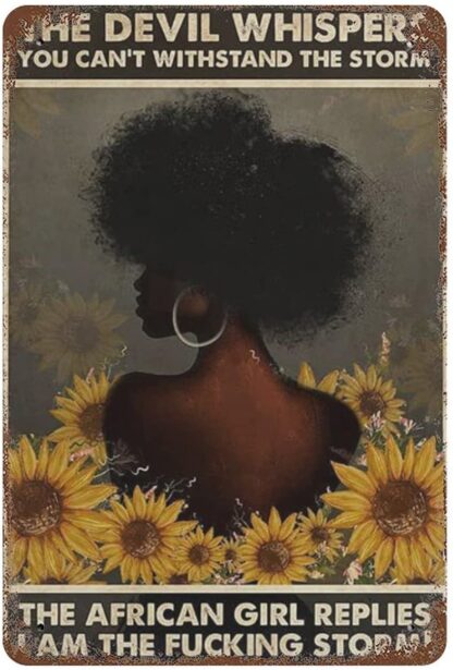 8x12 inch Black Woman Portrait Afro Queen Portrait God Says You are African American Woman Feminist Equality Myna10 Yard Garden Farm Wall Decor Poster