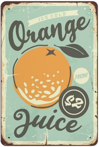 8x12 inch Juicy Orange In The Middle Tin Sign Metal Plaque Art Hanging Iron Painting Retro Home Kitchen Garden Garage Wall Decor