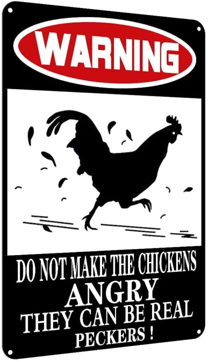 8x12 Inch Funny Sign Warning Do Not Make The Chickens Angry Metal Tin Sign Cave Barn Coop Wall Decor Novelty Sign