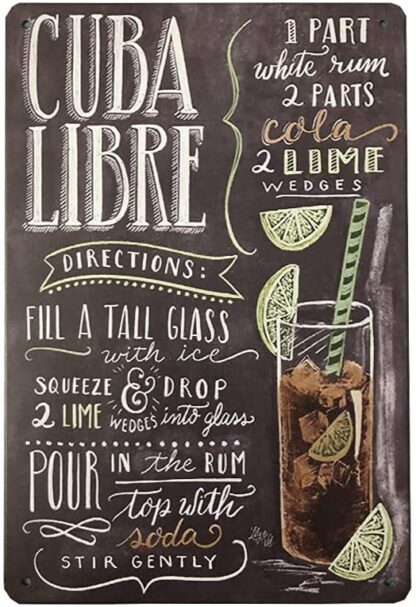 8x12 inch Cocktail Bar Metal Tin Sign Retro Vintage Wall Plaque for Bar Cafe Restaurant Home Decor