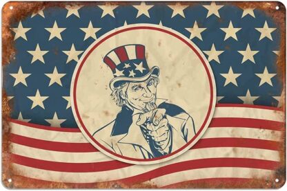 8x12 inch Uncle Sam Wall Metal Poster Plaque Warning Tin Sign Vintage Iron Painting Decoration Funny Hanging Crafts for Office Bedroom Living Room Club