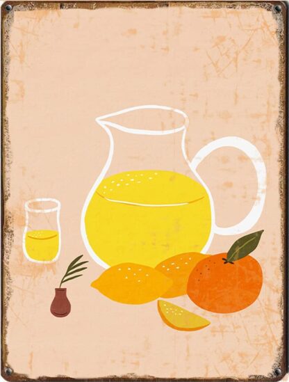 8x2 inch Lemonade and Fruit Illustration Boho Art Prints, Citrus Wall Art, Modern Wall Art, Living Room Wall Art,Retro and Funny Farm Country Cottage Home