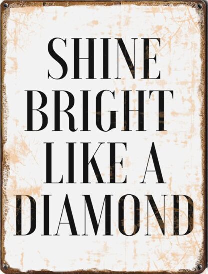 8x12 inch Bright Like A Diamond Print,Female Empowerment Wall Art,Rihanna Lyric Print,Motivational Home Decor,Girl Boss Art,Retro and Funny Farm Country