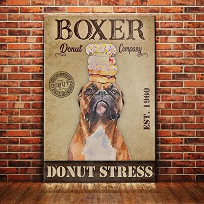 8x12 inch Boxer Dog Donut Retro Metal Tin Sign Vintage Sign for Home Coffee Garden Wall Decor