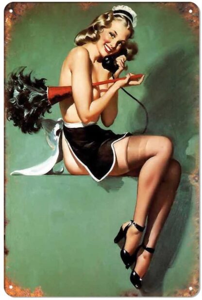 8x12 inch Sexy Girl Wall Metal Poster Plaque Warning Tin Sign Vintage Iron Painting Decoration Funny Hanging Crafts for Office Bedroom Living Room Club