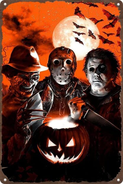 8x12 inch Horror Movies Halloween Characters Movie Poster Funny Metal Novelty Sign Metal Retro Wall Decor for Home,Street,Gate,Bars,Restaurants,Cafes,Store