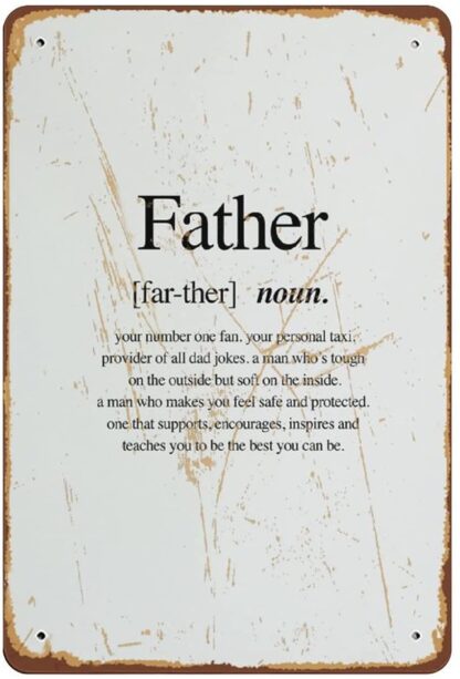 8x12 inch Father Definition Fathers Day Fathers Day Print Definition Print Gift for Dad from Kids Gift for Husband Wall Prints Novelty Tin Sign Plaque Bar