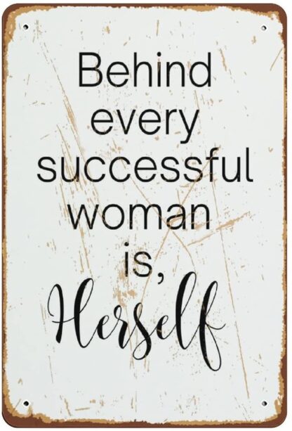 8x12 inch Behind Every Strong Woman is Herself Powerful Motivation Wall Art Women Feminist Print Boss Babe Print Small Business Print Office Art Novelty