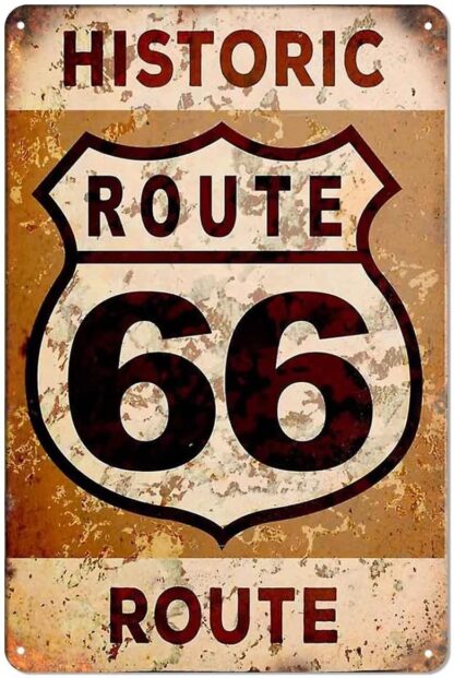 8x12 inch USA Route 66 Sign Wall Metal Poster Plaque Warning Tin Sign Vintage Iron Painting Decoration Funny Hanging Crafts for Office Bedroom Living Room