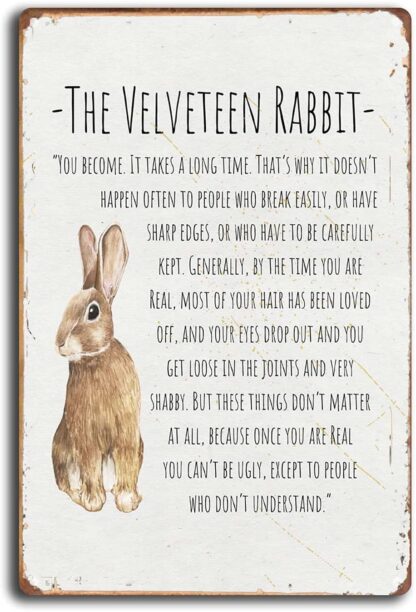 8x12 inch The Velveteen Rabbit Vintage Nursery Wall Art Print Poster Home Decor Handmade Children Room Gift Baby Shower Inspirational Quote Metal Vintage