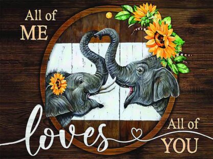 8x12 inch Retro Tin Sign Elephant Sunflower Metal Poster Plaque All of me Loves All of You Vintage Home Wall Decoration Cave Bar Office Kitchen Living