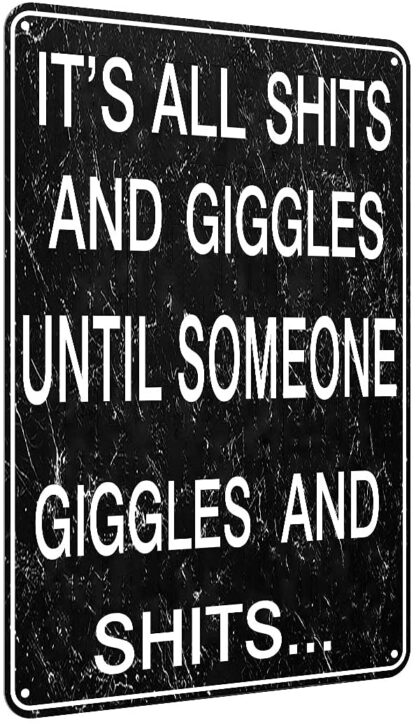 8x12 inch Funny Sign ShTs and Giggles Metal Tin Sign Home Kitchen Cave Bar Wall Decor Vintage Tin Sign