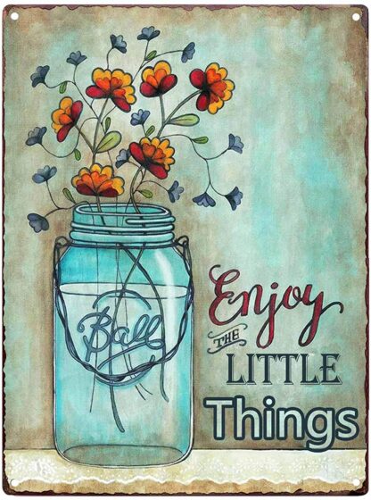 8x12 inch Enjoy The Little Things Vintage Metal Sign Poppies Flower Garden Decorative Plaque Farmhouse Country Home Decor