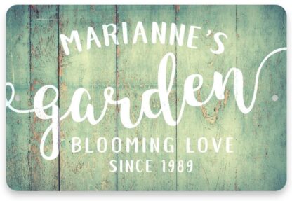 8x12 inch Personalized Mint Rustic Garden Blooming Love Metal Room Sign