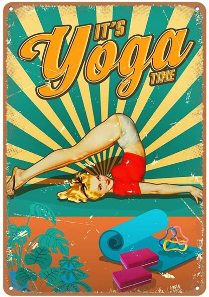 8x12 inch It's Yoga Time tin Sign, Yoga tin Sign, Yoga Studio Decor, Yoga Wall Decor, Gift for her Love Yoga,Retro Style, Farmhouse Decoration, Restaurant