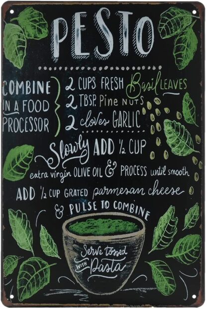 8x12 inch Food Vintage Tin Sign - Pesto Retro Metel Sign - Wall Decor Wall Sign for Kitchen Bakery Cafe Restaurant