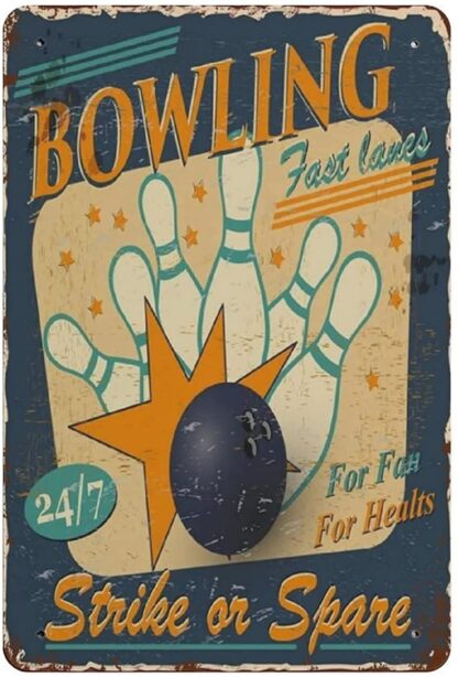 8x12 inch Bowling For Fan Healts Tin Sign Metal Plaque Art Hanging Iron Painting Retro Home Kitchen Garden Garage Wall Decor