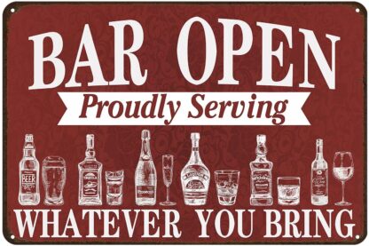 8x12 inch Bar Open Metal Tin Sign Vintage Bar Man Cave Funny Wall Decoration Bar Sign