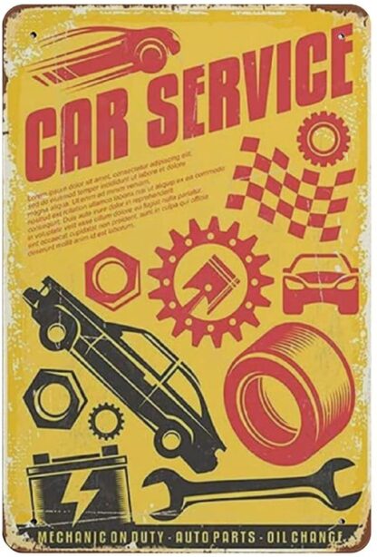 8x12 inch Garage Car Service & Repair Gag Gifts Tin Sign Metal Plaque Art Hanging Iron Painting Retro Home Kitchen Garden Garage Wall Decor