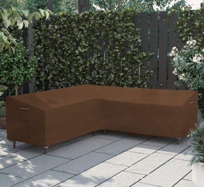 Brown Outdoor Sectional Cover, L-Shaped Sofa Cover, Waterproof Outdoor Furniture Cover, 102 x 35 x 31/23.6 Inches