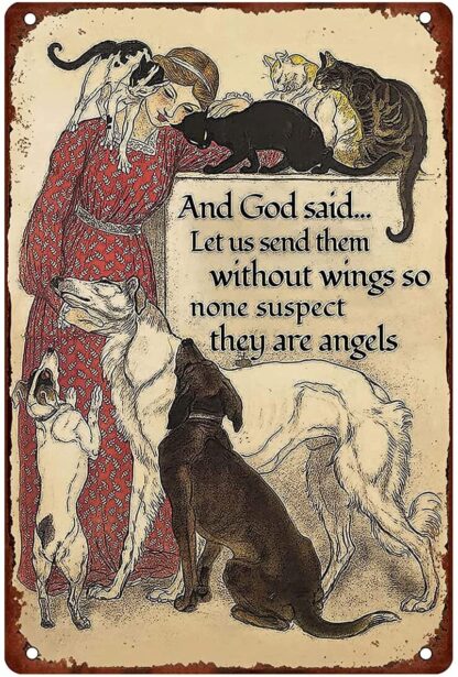 8x12 inch God Said Let Us Send Them Without Wings So None Suspect They Are Angels Metal Tin Sign Bar Pub Cafe Wall Vintage Decoration Art Poster Retro Door