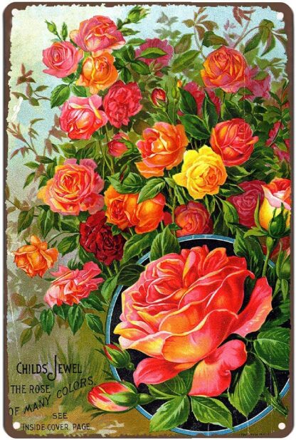 8x12 inch Roses Reproduction Seed Packet Posters Bar Pub Novelty Funny Metal Signs Wall Decor