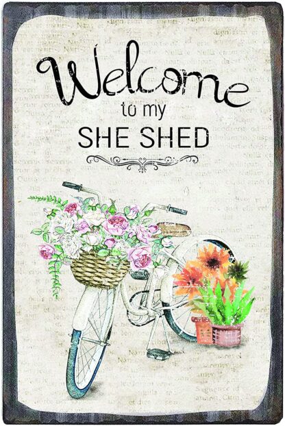 8x12 inch She Shed Garden Wall Decor Tin Sign, Gift for Woman Cave Mum Sister Friendship Home Wall Decor