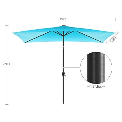 Lake Blue Solar Patio Umbrella 10 x 6.5 ft, Lighted Outdoor Umbrella Rectangular, LED Lights - Image 5