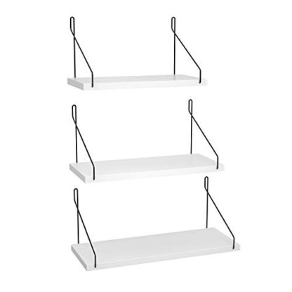 White and Black Set of 3 Wall Shelves, Floating Shelf, Decorative Shelves - Image 9