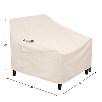 Set of 2 Beige Patio Chair Covers, Lounge Deep Seat Cover, 600D Heavy Duty Outdoor Furniture Cover, Waterproof and Anti-Fade - Image 6