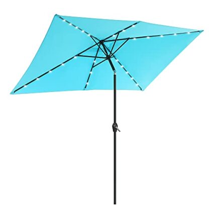 Lake Blue Solar Patio Umbrella 10 x 6.5 ft, Lighted Outdoor Umbrella Rectangular, LED Lights - Image 10