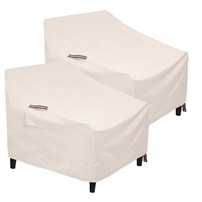 Set of 2 Beige Patio Chair Covers, Lounge Deep Seat Cover, 600D Heavy Duty Outdoor Furniture Cover, Waterproof and Anti-Fade - Image 10