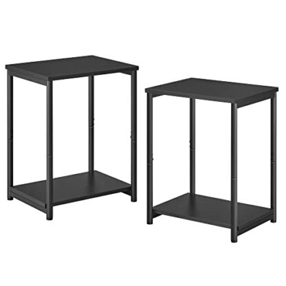 Set of 2 Black End Tables, Side Tables with Storage Shelf, Slim Night Tables, Steel Frame, for Living Room, Study, Bedroom - Image 9