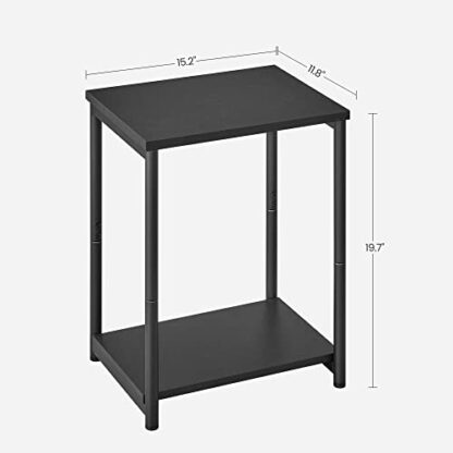 Set of 2 Black End Tables, Side Tables with Storage Shelf, Slim Night Tables, Steel Frame, for Living Room, Study, Bedroom - Image 4