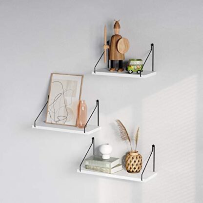 White and Black Set of 3 Wall Shelves, Floating Shelf, Decorative Shelves - Image 2