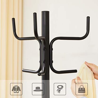 Black Coat Rack, Freestanding Metal Coat Tree with 6 Hooks, for Entryway, Bedroom, Living Room - Image 5