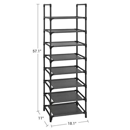 Black Shoe Rack, 8-Tier Shoe Shelf Organizer, Shoe Tower, 16-20 Pairs, for Closet, Entryway - Image 4