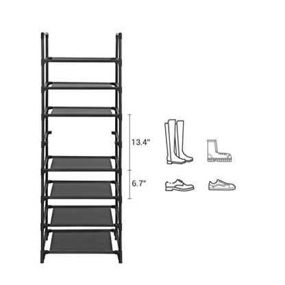 Black Shoe Rack, 8-Tier Shoe Shelf Organizer, Shoe Tower, 16-20 Pairs, for Closet, Entryway - Image 5