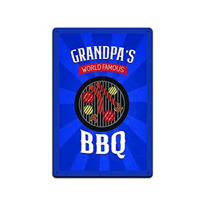 8x12 inch Tin Signs Backyard Patio Decor-Metal Sign. Grandpa's World Famous BBQ