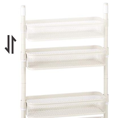 White Slim Storage Cart, 4-Tier Slide-Out Trolley for Small Spaces, Bathroom and Kitchen, with Wire Baskets, Space Saving, Easy Assembly - Image 5